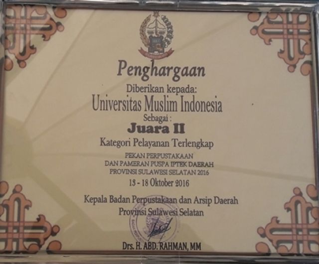 Perpustakaan Utsman Bin Affan Mendapatkan Penghargaan Puspa IPTEK Daerah Prov. Sulsel